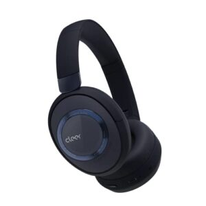 cleer audio, alpha noise cancelling bluetooth headphones, microphone, outer touch controls, 35 hr battery life, midnight blue