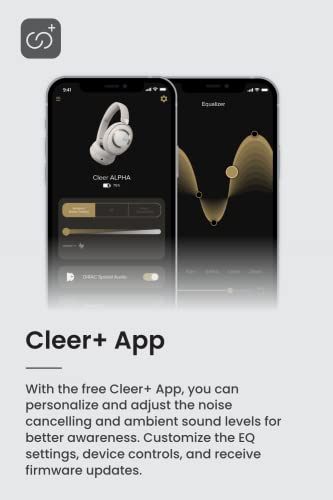 Cleer Audio, Alpha Noise Cancelling Bluetooth Headphones, Microphone, Outer Touch Controls, 35 Hr Battery Life, Midnight Blue