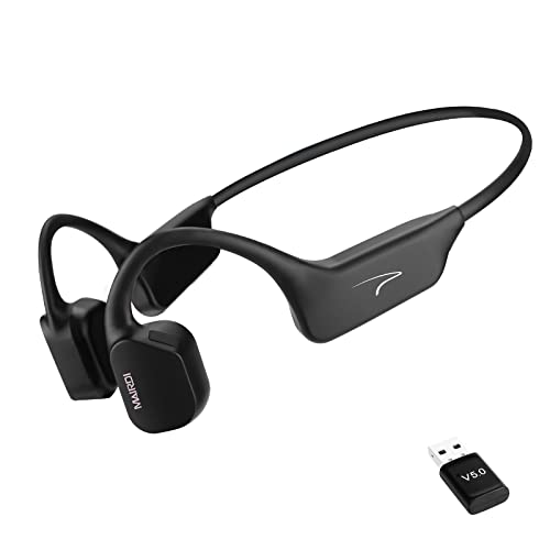 MAIRDI Bone Conduction Headphone Bluetooth with Mic, Open-Ear Wireless Headphone Titanium, with USB Bluetooth Adapter for PC, Sweat Resistant Sport Earphone for Running Workout Driving Bicycling