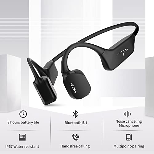 MAIRDI Bone Conduction Headphone Bluetooth with Mic, Open-Ear Wireless Headphone Titanium, with USB Bluetooth Adapter for PC, Sweat Resistant Sport Earphone for Running Workout Driving Bicycling