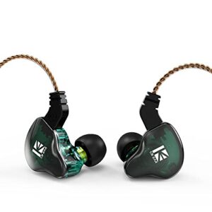 kbear ks2 in ear monitor wired earbuds iem stereo bass earphone, hifi headphones noise cancelling 1ba 1dd high resolution headsets with detachable cable for running walking stage (without mic, green)