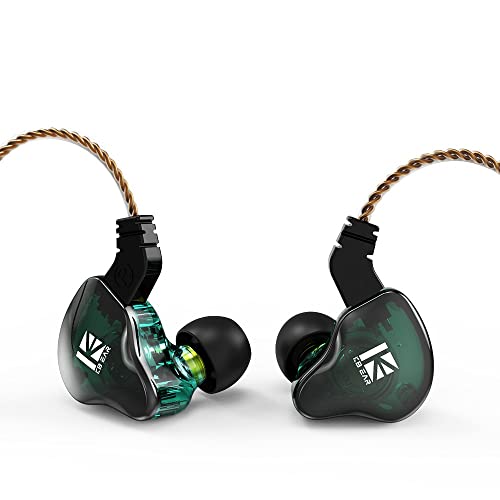 Kbear KS2 in Ear Monitor Wired Earbuds IEM Stereo Bass Earphone, HiFi Headphones Noise Cancelling 1BA 1DD High Resolution Headsets with Detachable Cable for Running Walking Stage (Without Mic, Green)