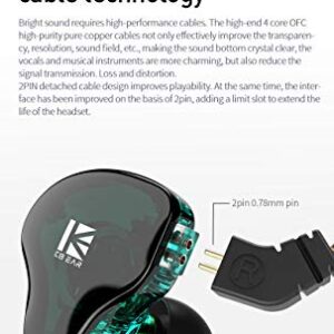 Kbear KS2 in Ear Monitor Wired Earbuds IEM Stereo Bass Earphone, HiFi Headphones Noise Cancelling 1BA 1DD High Resolution Headsets with Detachable Cable for Running Walking Stage (Without Mic, Green)