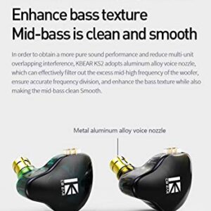 Kbear KS2 in Ear Monitor Wired Earbuds IEM Stereo Bass Earphone, HiFi Headphones Noise Cancelling 1BA 1DD High Resolution Headsets with Detachable Cable for Running Walking Stage (Without Mic, Green)