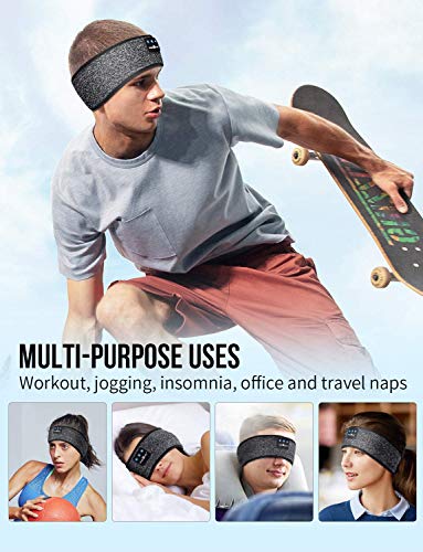 MUSICOZY Sleep Headphones Bluetooth Wireless Sports Headband, Sleeping Eye Mask Earbud for Side Sleepers Air Travel Cool Tech Unique Holiday Christmas Gifts, Pack of 2