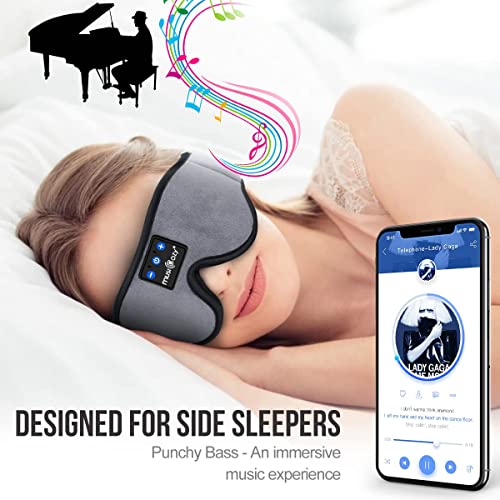 MUSICOZY Sleep Headphones Bluetooth Wireless Sports Headband, Sleeping Eye Mask Earbud for Side Sleepers Air Travel Cool Tech Unique Holiday Christmas Gifts, Pack of 2