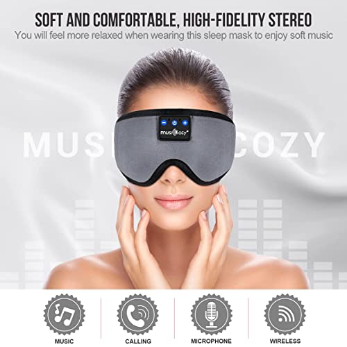 MUSICOZY Sleep Headphones Bluetooth Wireless Sports Headband, Sleeping Eye Mask Earbud for Side Sleepers Air Travel Cool Tech Unique Holiday Christmas Gifts, Pack of 2