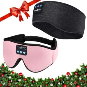 musicozy sleep headphones bluetooth wireless sports headband, sleeping eye mask earbud for side sleepers cool tech unique holiday christmas gifts, pack of 2