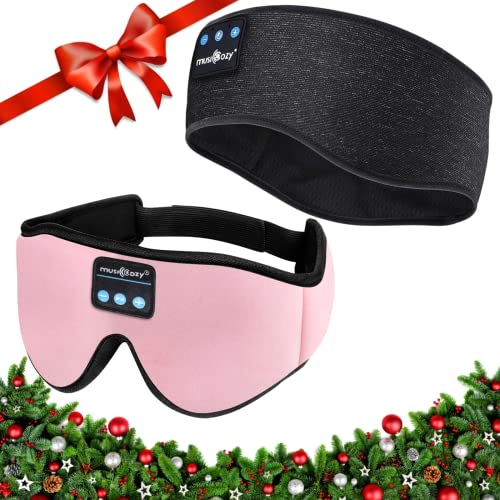 MUSICOZY Sleep Headphones Bluetooth Wireless Sports Headband, Sleeping Eye Mask Earbud for Side Sleepers Cool Tech Unique Holiday Christmas Gifts, Pack of 2