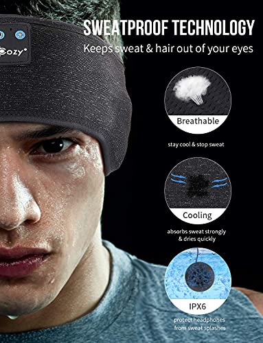 MUSICOZY Sleep Headphones Bluetooth Wireless Sports Headband, Sleeping Eye Mask Earbud for Side Sleepers Cool Tech Unique Holiday Christmas Gifts, Pack of 2