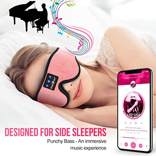 MUSICOZY Sleep Headphones Bluetooth Wireless Headband Sleep Mask, Sleeping Headphones Music Eye Mask Earbuds for Side Sleepers Air Travel Office Nap Unique Holiday Christmas Gifts, Pack of 2