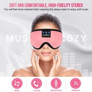 MUSICOZY Sleep Headphones Bluetooth Wireless Headband Sleep Mask, Sleeping Headphones Music Eye Mask Earbuds for Side Sleepers Air Travel Office Nap Unique Holiday Christmas Gifts, Pack of 2