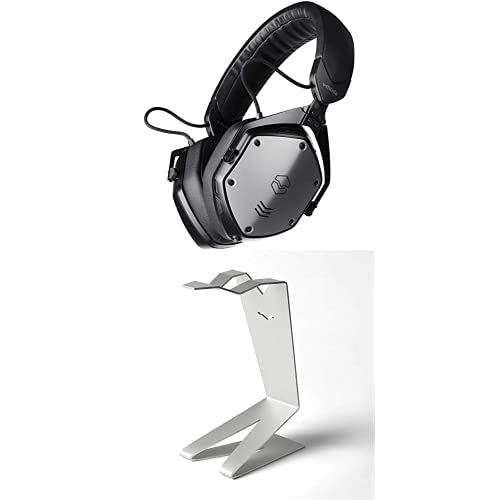 V-MODA M-200 ANC Noise Cancelling Wireless Bluetooth Over-Ear Headphones, Matte Black with Free V-MODA V-Man Universal Headphone Stand - Silver