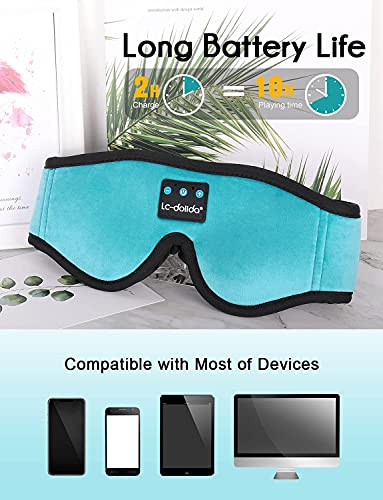 LC-dolida Sleep Headphones Bluetooth Sleep Mask, Sleeping Headphones 3D Eye Mask Wireless Music Sleeping Headphones for Side Sleepers Noise Cancelling Headphones for Men Women （Blue+Grey）