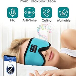 LC-dolida Sleep Headphones Bluetooth Sleep Mask, Sleeping Headphones 3D Eye Mask Wireless Music Sleeping Headphones for Side Sleepers Noise Cancelling Headphones for Men Women （Blue+Grey）