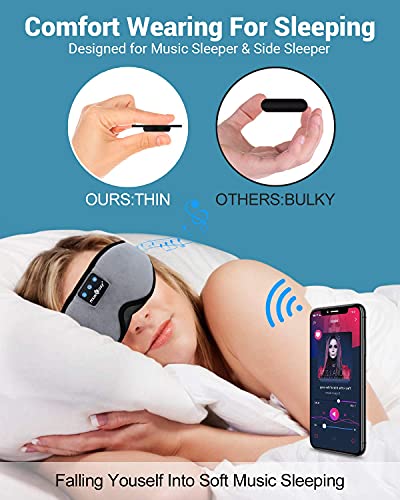 LC-dolida Sleep Headphones Bluetooth Sleep Mask, Sleeping Headphones 3D Eye Mask Wireless Music Sleeping Headphones for Side Sleepers Noise Cancelling Headphones for Men Women （Blue+Grey）