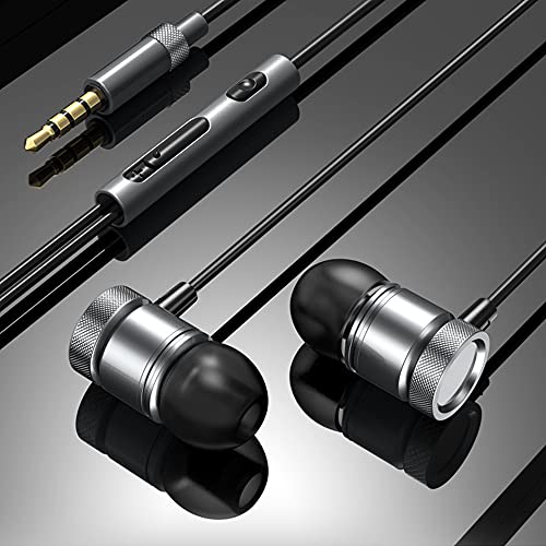 Wired Headphone Metal Earbuds by Noise Cancelling Stereo Heave Bass Earphones with Micphone Mic，in Ear Headphones for iPhone 5 6 Samsung M9