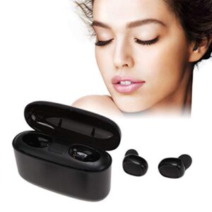 1 Pair TWS Earphones LED Power Display Wireless Earbuds Stereo Noise Cancelling Headset with Charging Box (Black) Gifts for Men Women