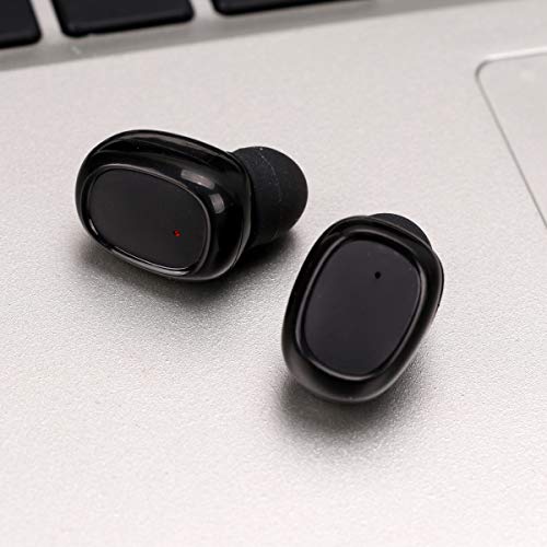 1 Pair TWS Earphones LED Power Display Wireless Earbuds Stereo Noise Cancelling Headset with Charging Box (Black) Gifts for Men Women