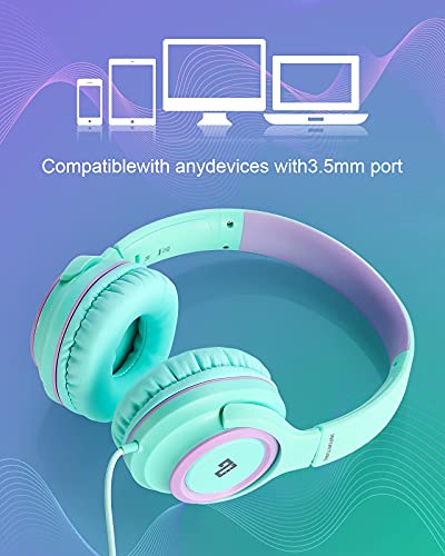 INFURTURE CH1 Kids Headphones with Microphone Pink Active Noise Cancelling Headphones Bluetooth Kids Headphones