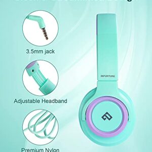 INFURTURE CH1 Kids Headphones with Microphone Pink Active Noise Cancelling Headphones Bluetooth Kids Headphones