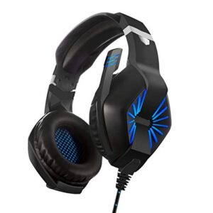 Gaming Headset PS4 - Stereo Surround Sound Gaming Headset with Noise Cancelling Mic & in-Line Control, Over-Ear Gaming Headphones with LED Light,