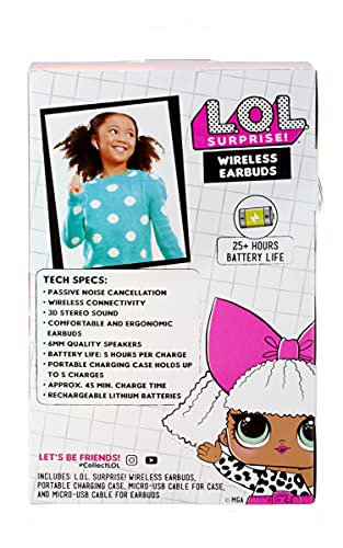 L.O.L. Surprise! Wireless Earbuds for Kids w/ 3D Stereo Sound & Built-in Mic