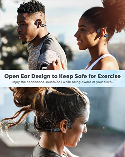 Bone Conduction Headphones, Open Ear Bluetooth Earbuds with Mic, Sweatproof Wireless Bone Conducting Headset, Inductivv Earphones with microphone for Running, Cycling, Gym, Hiking, Driving and Sports