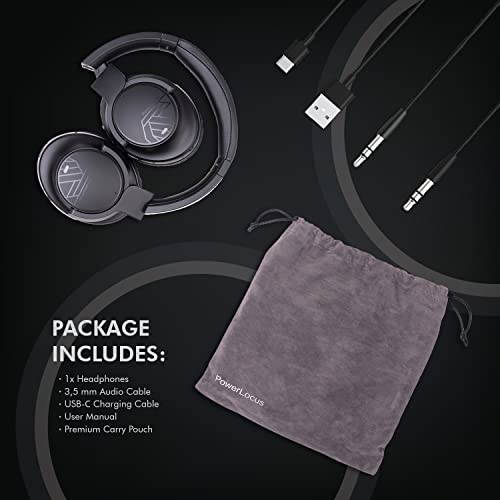 Bluetooth Headphones, PowerLocus Bluetooth Headphones Over-Ear, Passive Noise Cancelling Headphone with Microphone, 70Hrs Playtime, Foldable Wireless Headphones,Hi-Fi Deep Bass for Work,Home Office,PC