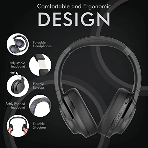 Bluetooth Headphones, PowerLocus Bluetooth Headphones Over-Ear, Passive Noise Cancelling Headphone with Microphone, 70Hrs Playtime, Foldable Wireless Headphones,Hi-Fi Deep Bass for Work,Home Office,PC