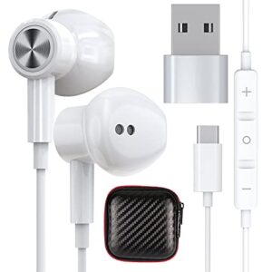 titacute usb c headphones magnetic earbuds noise canceling in-ear wired earphone + type c to a adapter for ipad 10 pro samsung a53 s23 ultra s22 s21 s20 galaxy z flip 4 computer laptop desktop pc zoom