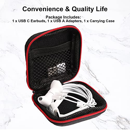 TITACUTE USB C Headphones Magnetic Earbuds Noise Canceling in-Ear Wired Earphone + Type C to A Adapter for iPad 10 Pro Samsung A53 S23 Ultra S22 S21 S20 Galaxy Z Flip 4 Computer Laptop Desktop PC Zoom