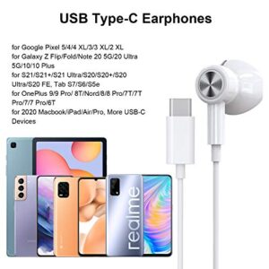 TITACUTE USB C Headphones Magnetic Earbuds Noise Canceling in-Ear Wired Earphone + Type C to A Adapter for iPad 10 Pro Samsung A53 S23 Ultra S22 S21 S20 Galaxy Z Flip 4 Computer Laptop Desktop PC Zoom