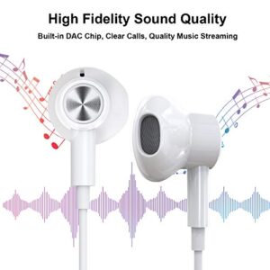 TITACUTE USB C Headphones Magnetic Earbuds Noise Canceling in-Ear Wired Earphone + Type C to A Adapter for iPad 10 Pro Samsung A53 S23 Ultra S22 S21 S20 Galaxy Z Flip 4 Computer Laptop Desktop PC Zoom