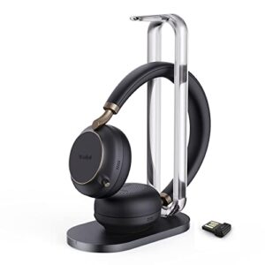 yealink bh76 bluetooth headphones wireless with heaset stand upgraded, ms teams uc compitable, hi-fi, anc, bluetooth headset with microphone (5-mics) retractable arm noise-cancellation