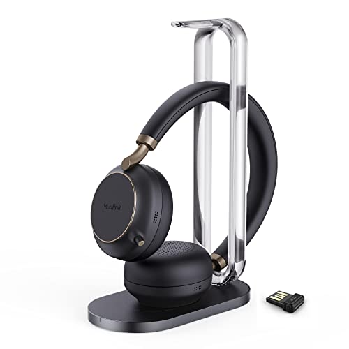 Yealink BH76 Bluetooth Headphones Wireless with Heaset Stand Upgraded, MS Teams UC Compitable, Hi-Fi, ANC, Bluetooth Headset with Microphone (5-mics) Retractable Arm Noise-Cancellation