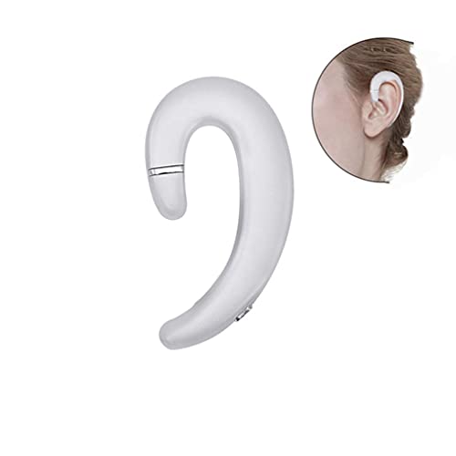 Sunffice Ear Hook BT Wireless Headphone,Non Ear Plug Headset with Microphone,Single Ear Noise Cancelling Earphones Painless Wearing for Android Smartphones,iPhone14 13 12 11 X 8(Silver)