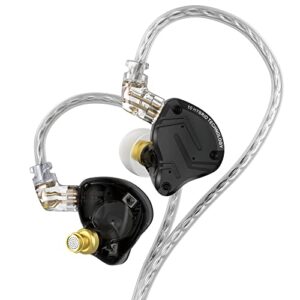 kz zs10 pro x in ear monitor, upgraded 4ba 1dd kz headphone multi driver in ear earphone iem with alloy faceplace detachable silver-plated recessed 0.75mm 2pin cable for audiophile (dark, no mic)…