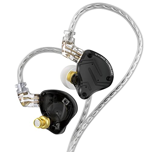 KZ ZS10 Pro X in Ear Monitor, Upgraded 4BA 1DD KZ Headphone Multi Driver in Ear Earphone IEM with Alloy Faceplace Detachable Silver-Plated Recessed 0.75mm 2Pin Cable for Audiophile (Dark, No Mic)…