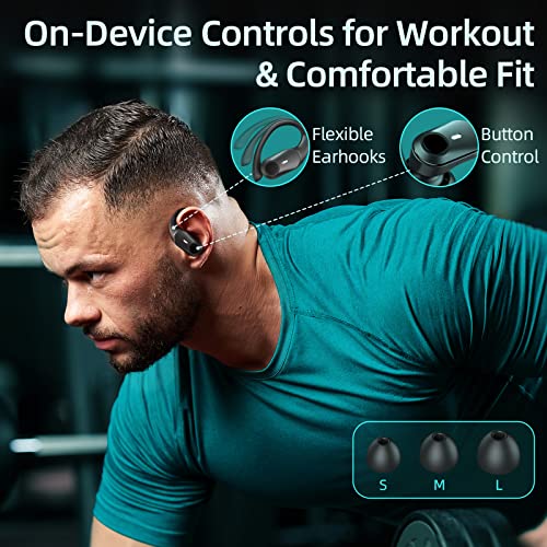 for Motorola Moto G Stylus 5G (2022) Wireless Earbuds Bluetooth Headphones, Over Ear Waterproof with Microphone LED Display for Sports Running Workout - Black