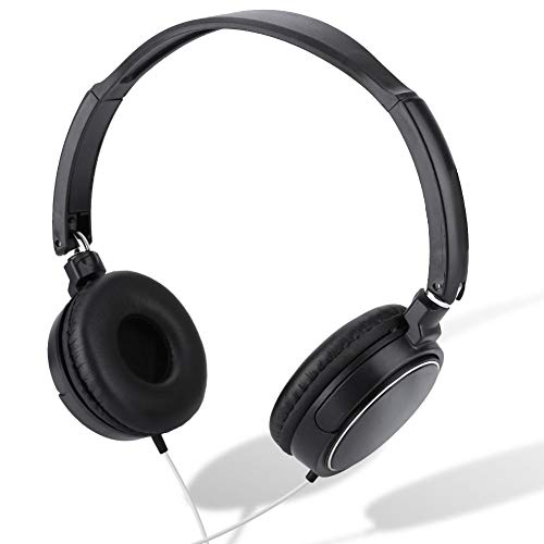 Portable Folding Headset, Wired Stereo Bass Over Head Heaphones, Noise Cancelling Soft Earmuff HiFi Music Headphone Support TF Card