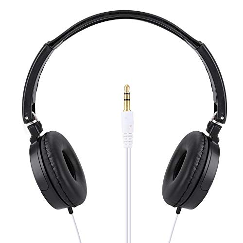 Portable Folding Headset, Wired Stereo Bass Over Head Heaphones, Noise Cancelling Soft Earmuff HiFi Music Headphone Support TF Card