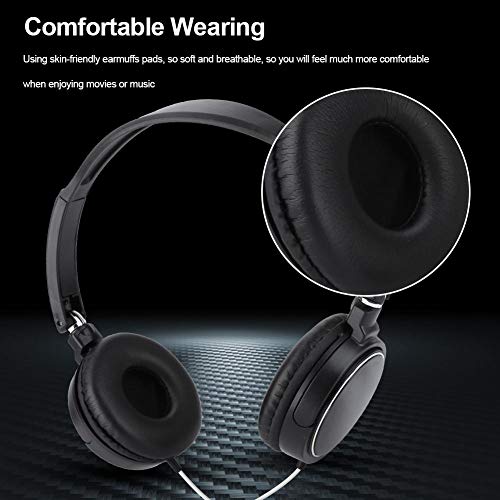 Portable Folding Headset, Wired Stereo Bass Over Head Heaphones, Noise Cancelling Soft Earmuff HiFi Music Headphone Support TF Card