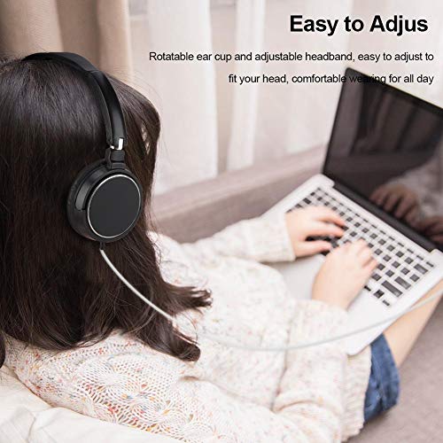 Portable Folding Headset, Wired Stereo Bass Over Head Heaphones, Noise Cancelling Soft Earmuff HiFi Music Headphone Support TF Card
