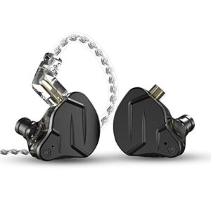 earbuds wired headphones, 1ba+1dd hybrid technology in ear monitor hifi bass noise cancelling earphone kz zsn pro x (no mic,black)