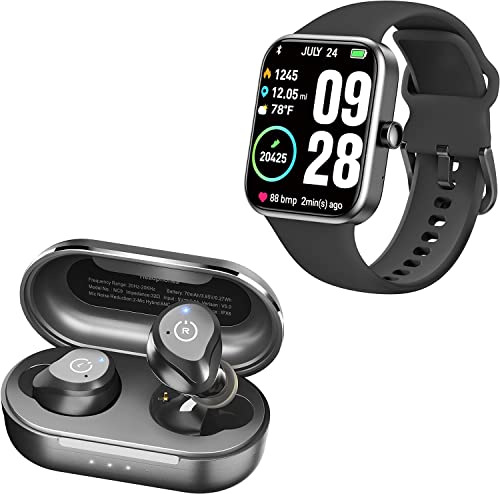 TOZO NC9 2022 Version Hybrid Active Noise Cancelling Wireless Earbud & TOZO S2 44mm 2023 Smart Watch Alexa Built-in Fitness