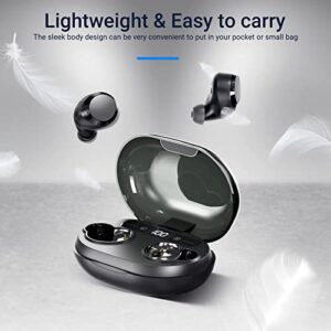 EBAKIN C8X True Wireless Earbuds Bluetooth Headphones Touch Control with LED Display Charging Case Noise Cancellation IPX7 Waterproof Earphones in-Ear Built-in Mic Headset for iPhone and Android