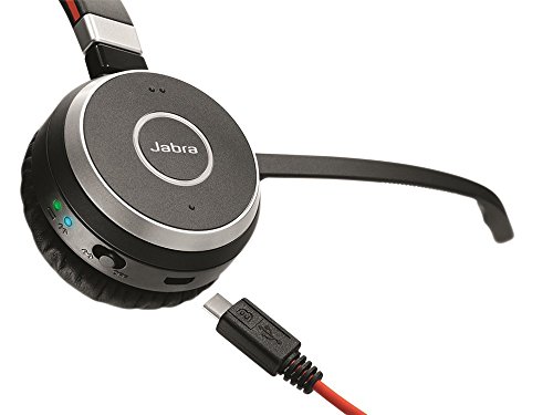 Jabra Evolve 65 Bluetooth Stereo Headset Bundle, MS Version, Two Mic Cushions, USB Dongle, Charging Stand, Compatible for Skype for Business, Lync, Teams, Voice & Video Apps, Smartphones, Pc, Mac