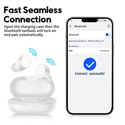 Mini Wireless Earbuds,Bluetooth 5.2 Small Ear Buds with Microphone Waterproof Light-Weight for Kids,Women Headphones with Bass Stereo Sound in Ear Earphones for Sleep,Sports,Workout