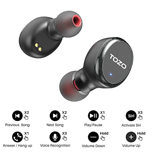 TOZO T10S 2022 Version Bluetooth 5.2 Earbuds True Wireless Stereo Earphones IPX8 Waterproof in Ear Wireless Headphones Built in Mic Headset with Environmental Noise Canceling for Running Sport